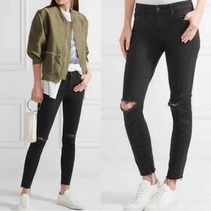 Mother Black Skinny Looker Ankle Fray Jeans in Guilty as Sin 24